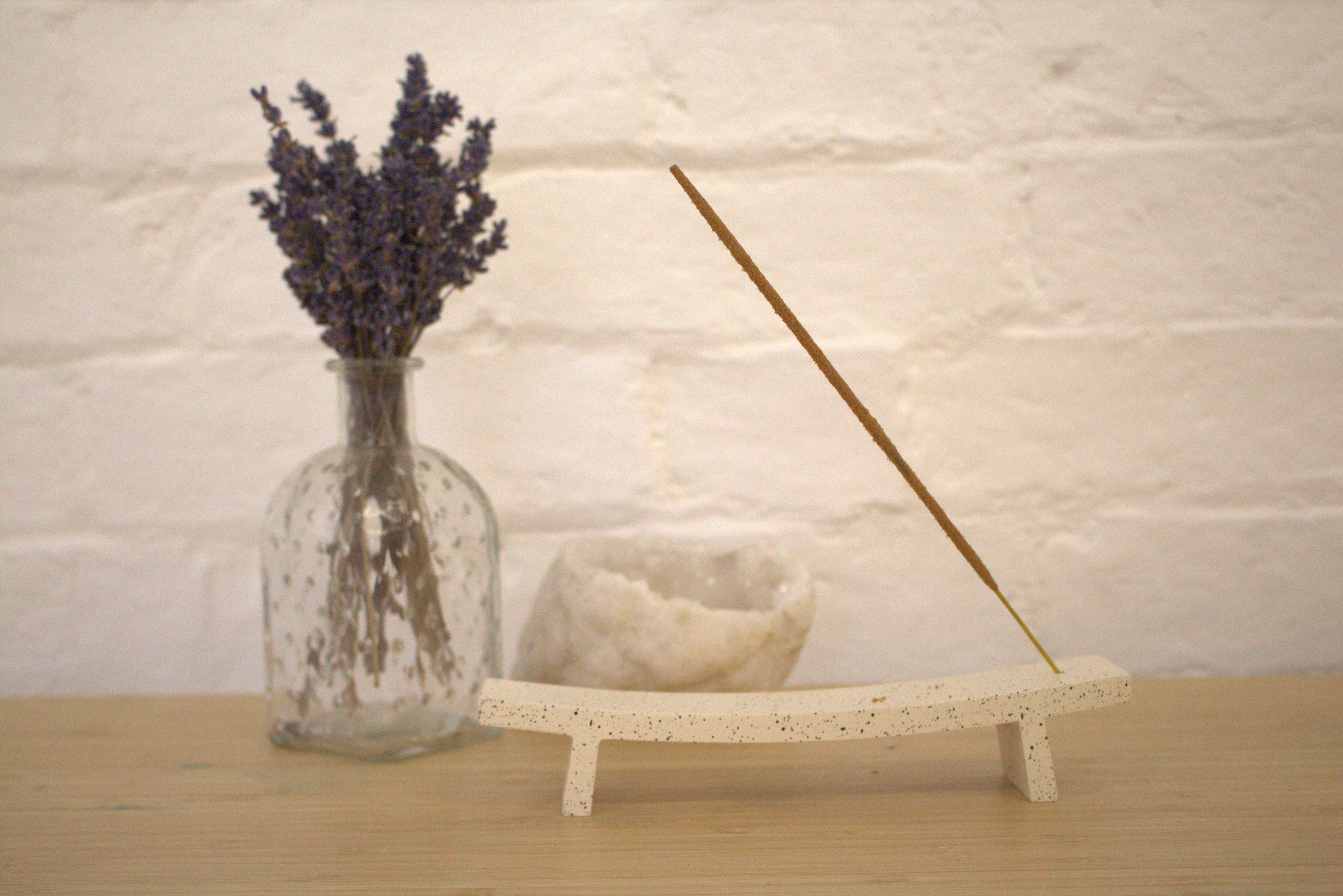 Cream Speckle Incense Holder