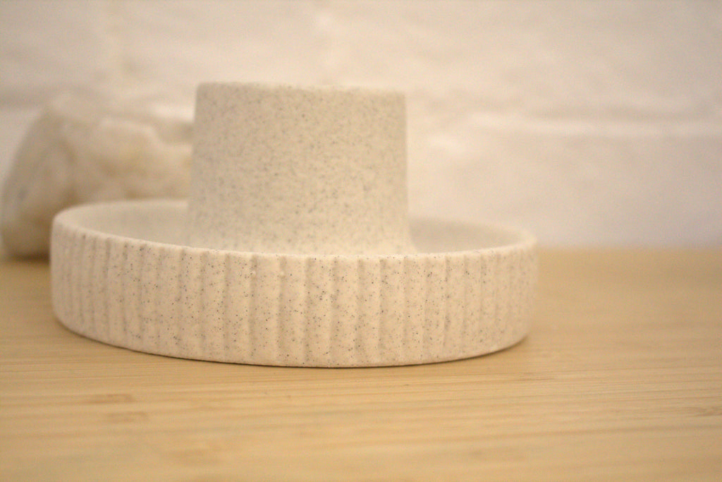 Cream Ribbed Smudge Bowl