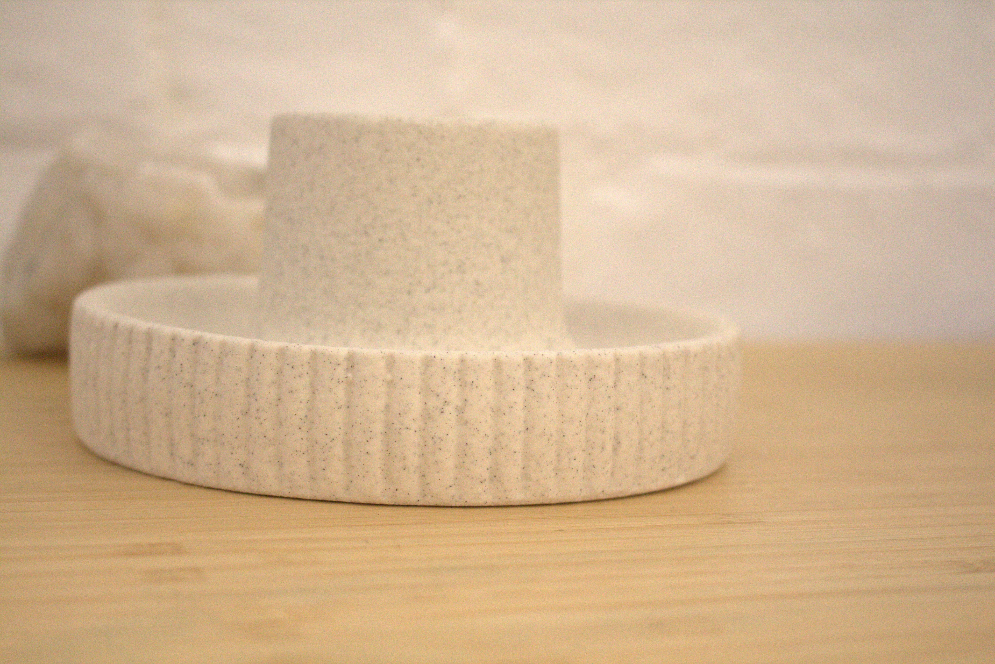 Cream Ribbed Smudge Bowl