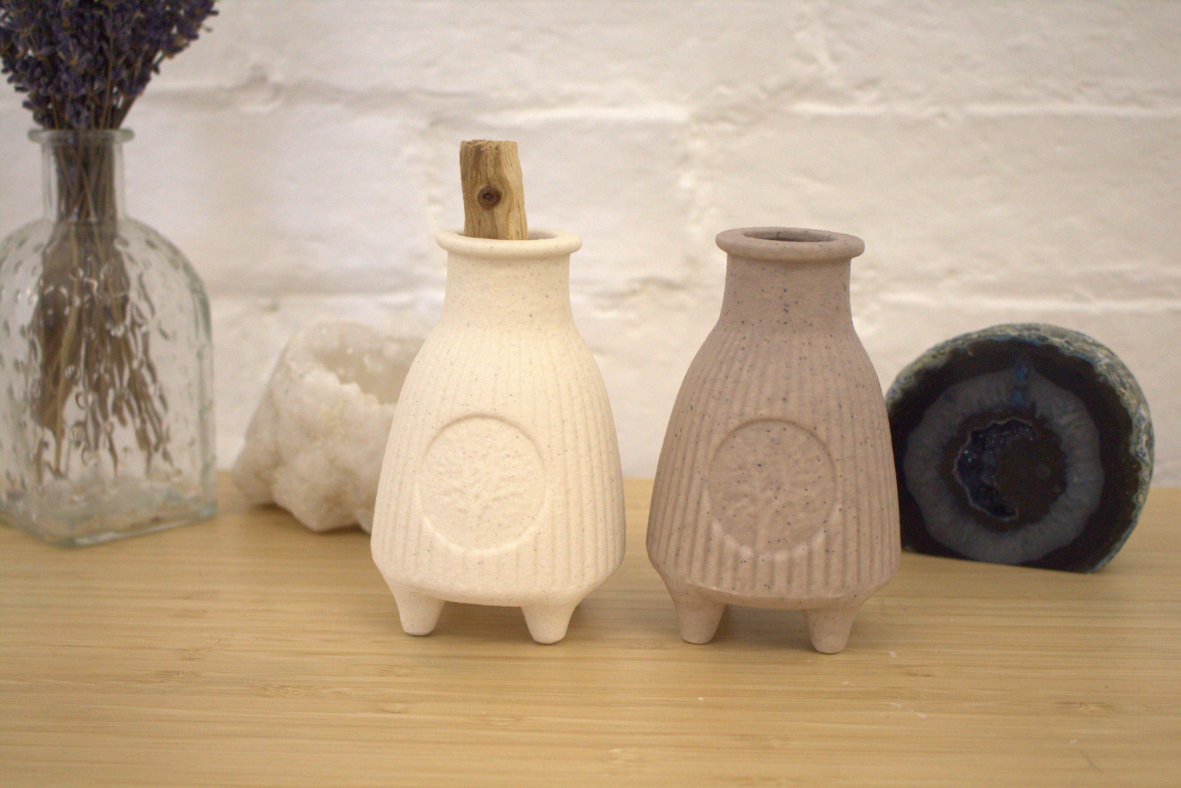 Greige Ribbed Palo Santo Burner