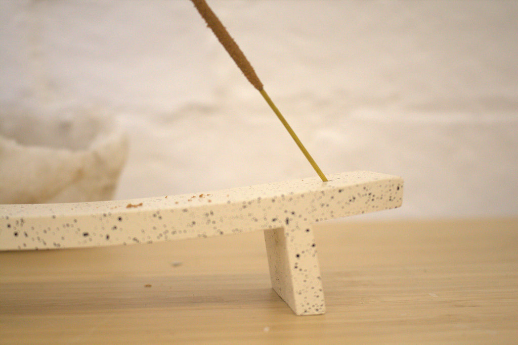 Cream Speckle Incense Holder